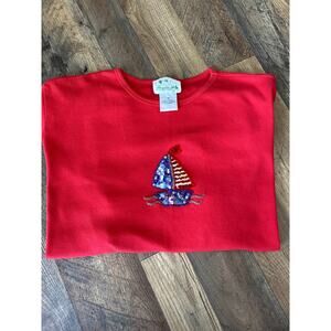 Vintage Womens Quacker Factory Sailboat Top Patriotic Fourth of July Sz 1X